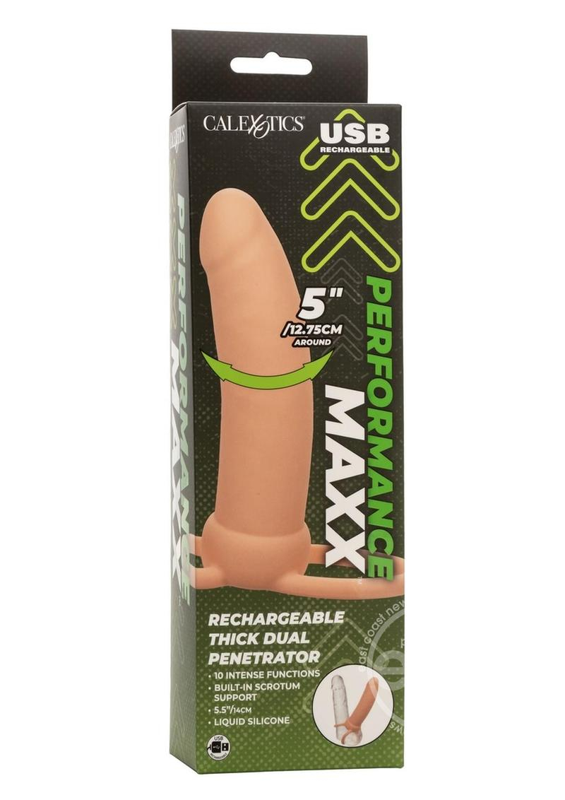 PERFORMANCE MAXX THICK DUAL PENETRATOR - RECHARGEABLE - FLESH