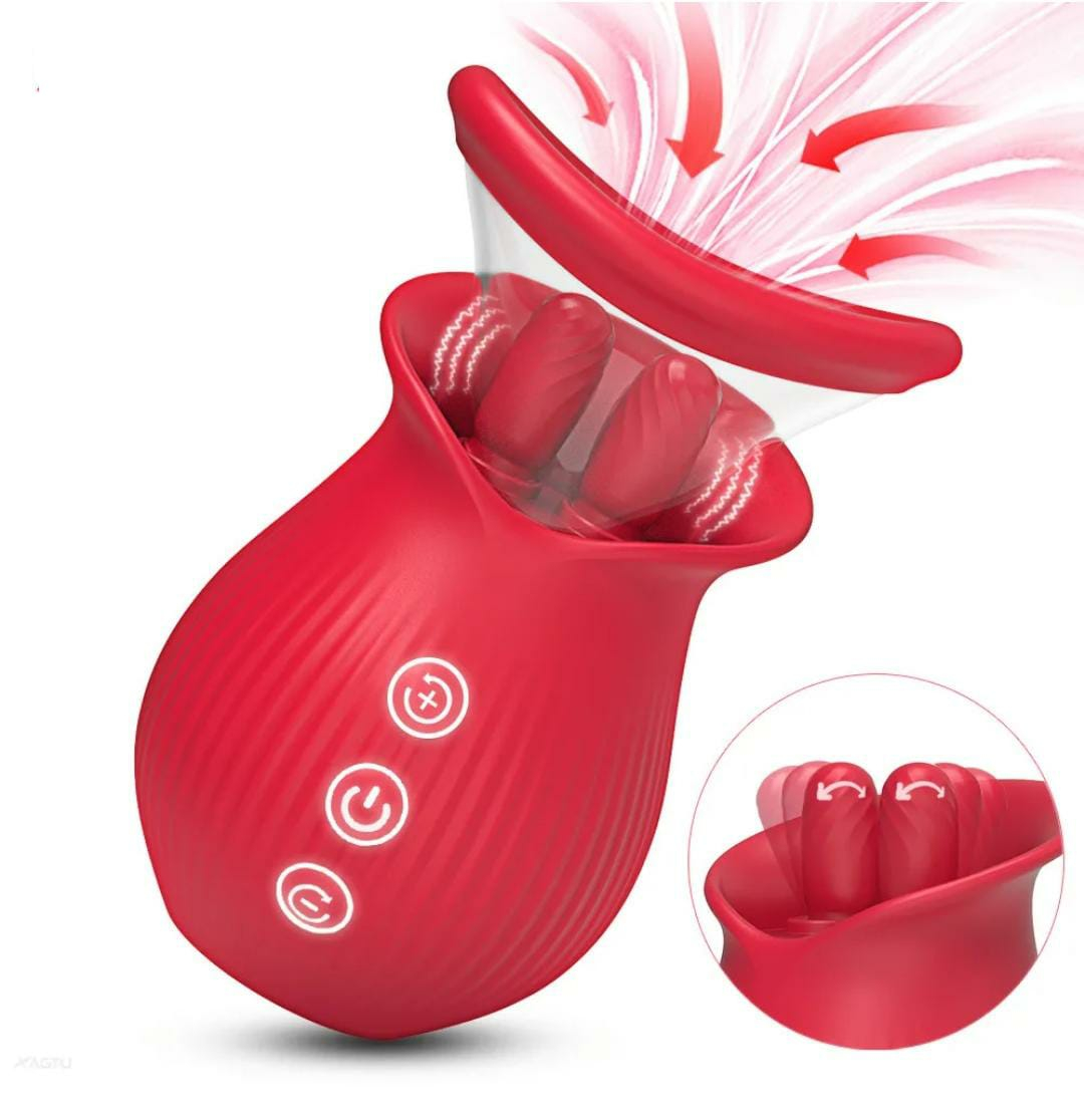 VIBRADOR ROSA CON SIMULACIÓN ORAL Y SUCCIÓN