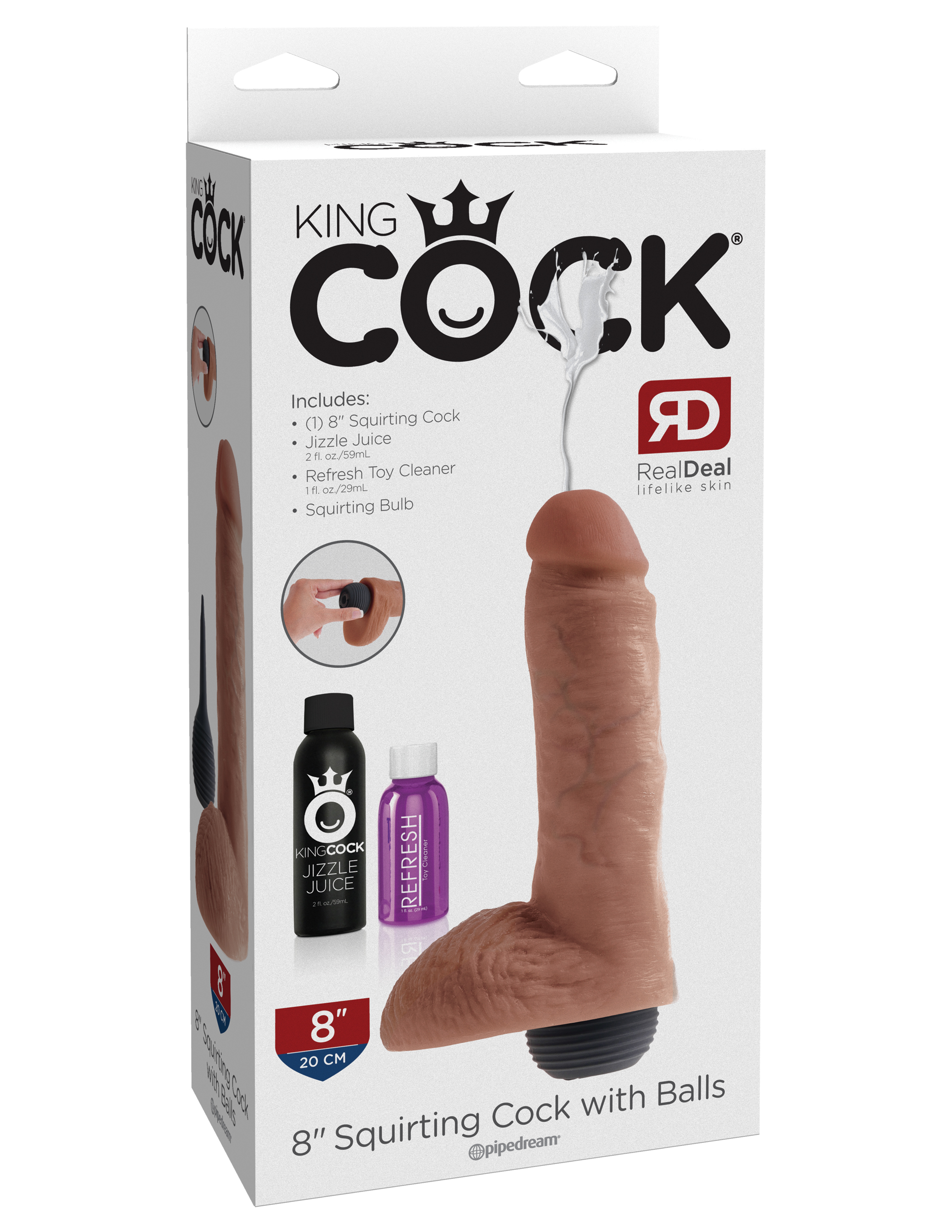King Cock 8'' Squirting Cock With Balls