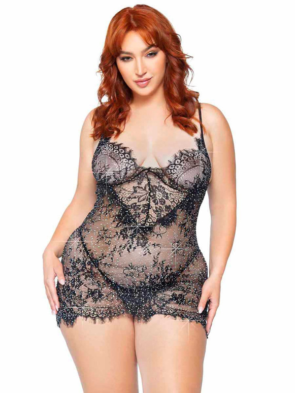 Leg Avenue - Rhinestone Lace Dress and G-String