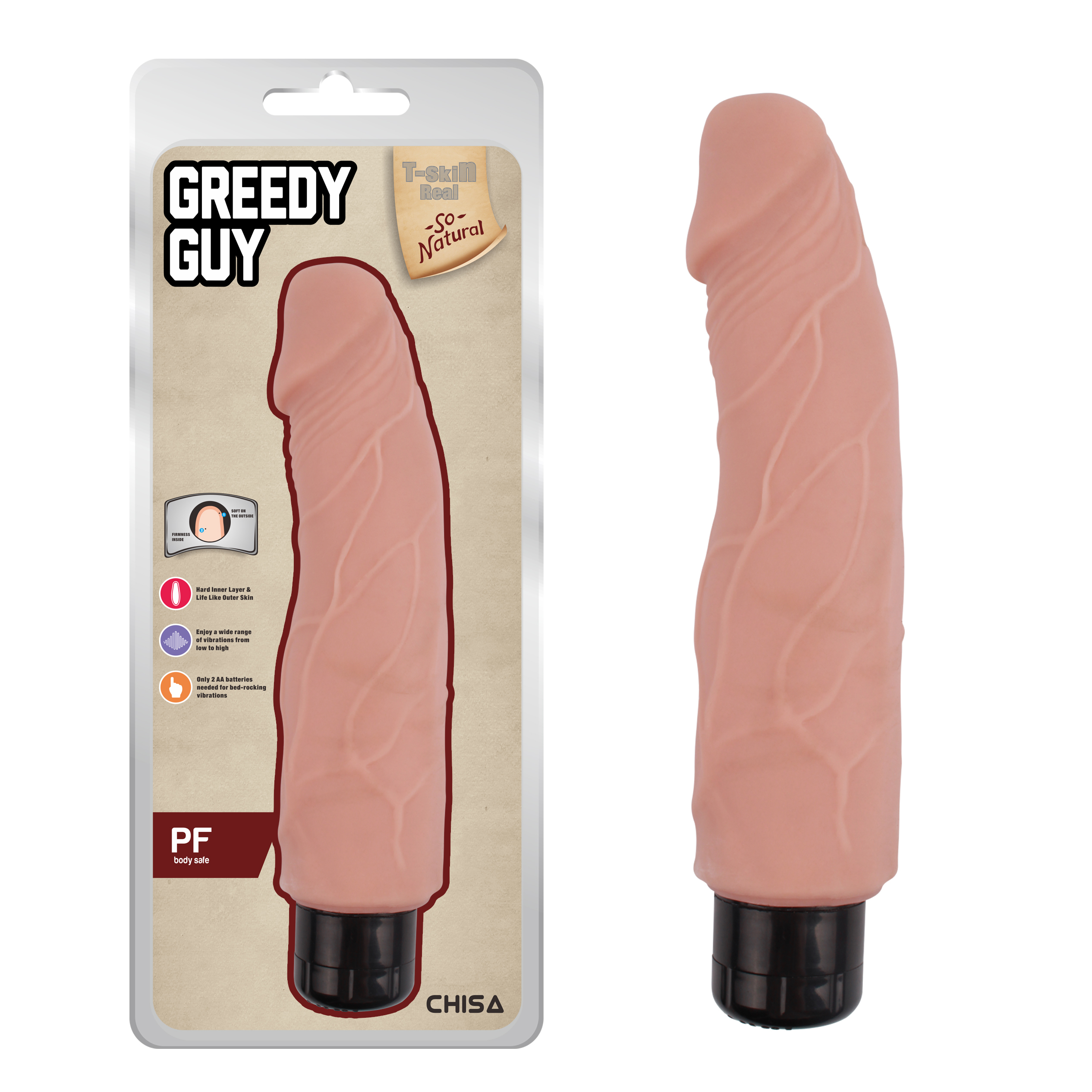Vibrador T-Skin Greedy Guy - flesh